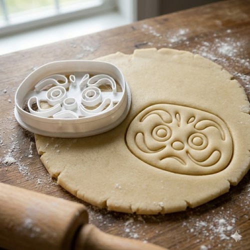 Emporte-pièce daruma japonais 8cm - moule biscuit artisanal noir