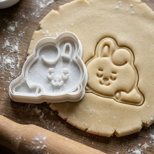 Emporte-pièce lapin kawaii - moule biscuit pâtisserie artisanal 8 cm