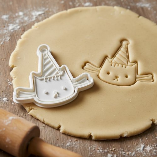 Emporte-pièce chat anniversaire 8cm - moule biscuits pâte sablée