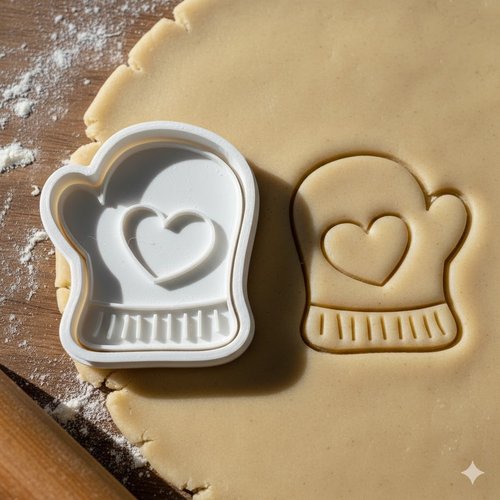 Emporte-piece moufle coeur 8 cm - moule biscuit de noel