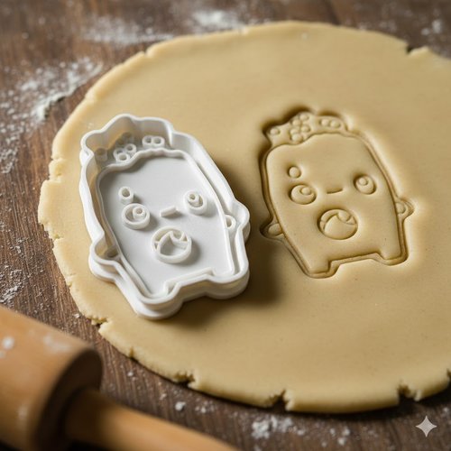 Emporte-piece monstre kawaii 8 cm - moule biscuit artisanal noir