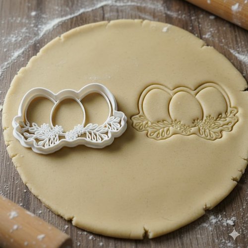 Emporte-piece de paques 3 œufs et fleurs 8 cm - moule artisanal