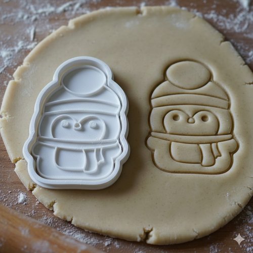 Emporte-piece pingouin de noel - moule a biscuit artisanal 8 cm