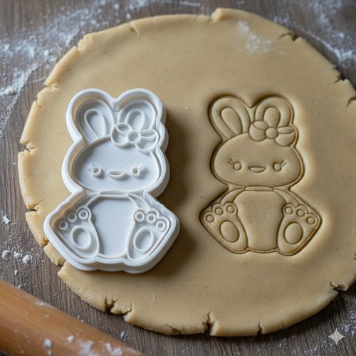 Emporte-piece lapin avec noeud 8 cm - moule biscuit artisanal