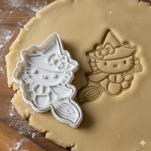 Emporte-piece hello kitty sorciere 8 cm - moule biscuit artisanal