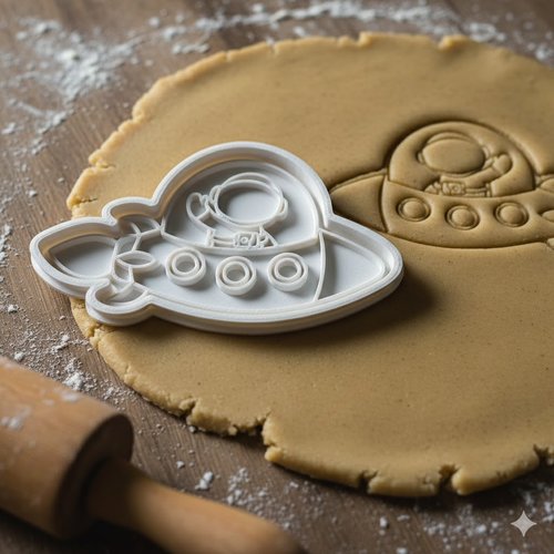 Emporte-piece astronaute et soucoupe volante - moule biscuit 8 cm