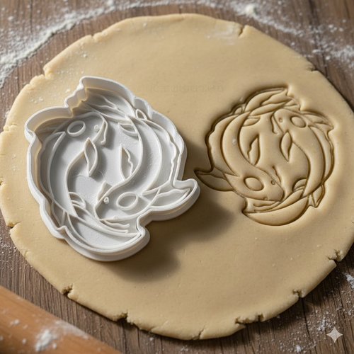 Emporte-pièce poisson yin yang 8 cm - moule biscuit artisanal