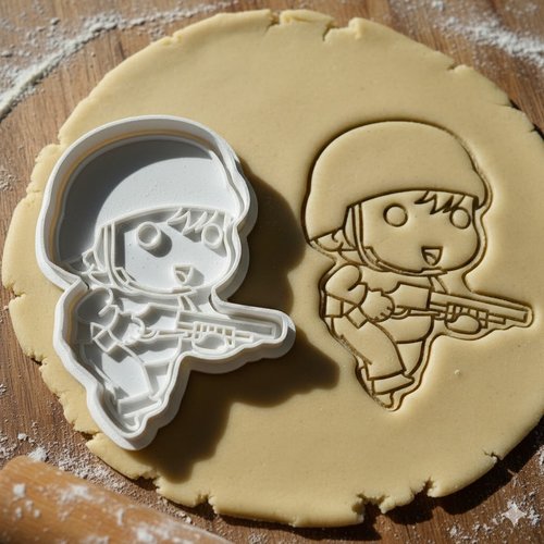 Emporte-pièce soldat manga 8cm - moule à biscuit militaire chibi