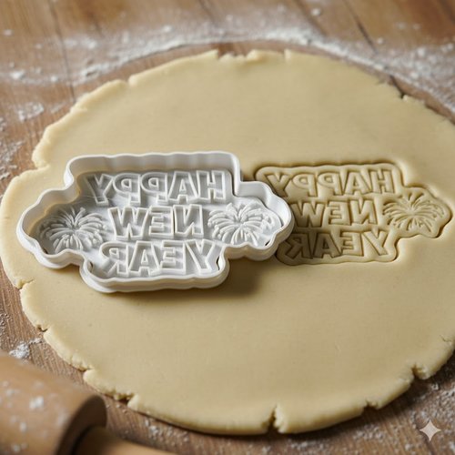 Emporte-piece bonne annee happy new year 8 cm pates sucrees