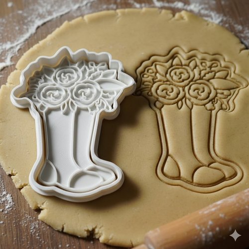 Emporte-piece fleurs et bottes 8 cm - moule biscuit artisanal