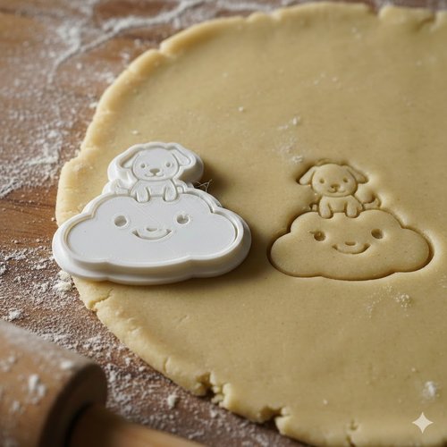 Emporte-piece chien sur nuage - moule biscuits 8 cm