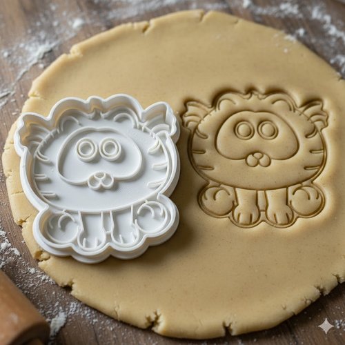 Emporte-piece lion rigolo 8 cm - moule a biscuit artisanal