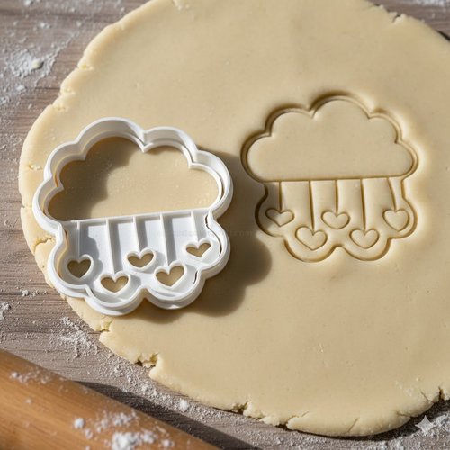 Emporte-piece nuage et coeurs 8 cm - moule biscuit artisanal