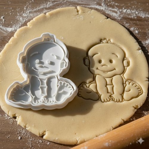 Emporte-piece bebe souriant 8 cm - moule biscuit baby shower