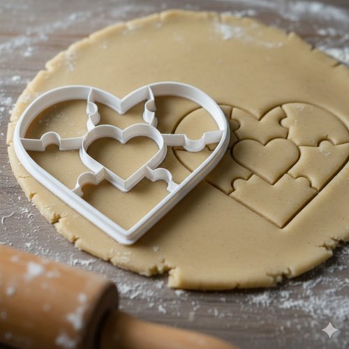 Emporte-piece coeur puzzle 8 cm - moule biscuits artisanal noir