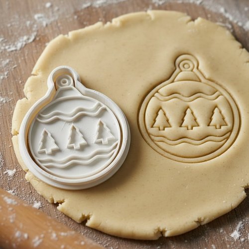 Emporte-piece boule de noel sapins - moule biscuit artisanal 8 cm