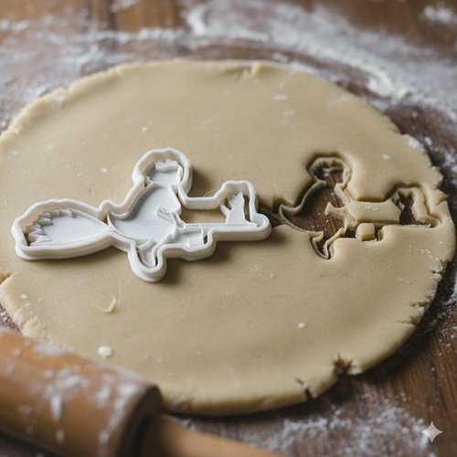 Emporte-piece sorciere sur balai 8 cm pour biscuits et pate a sucre