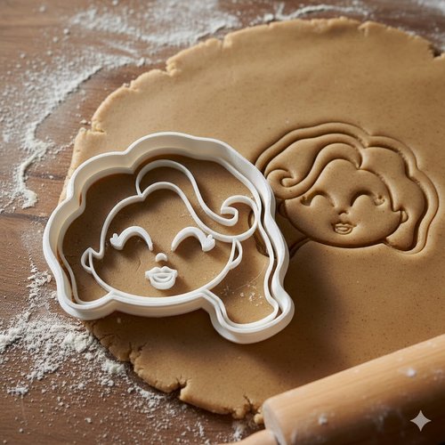 Emporte-piece visage femme souriante 8 cm - moule patisserie artisanal