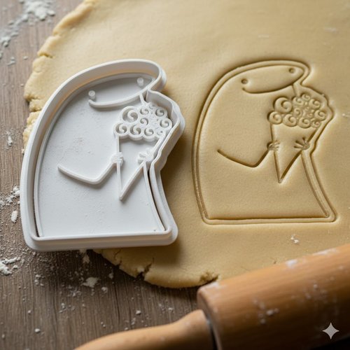 Emporte-piece flork avec bouquet - moule a biscuit artisanal 8 cm