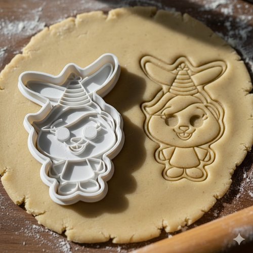 Emporte-piece lapin anniversaire 8 cm - moule biscuit artisanal