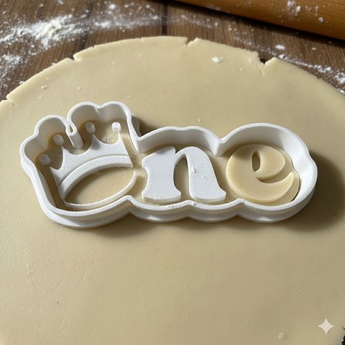Emporte-piece one avec couronne - moule biscuit premier anniversaire