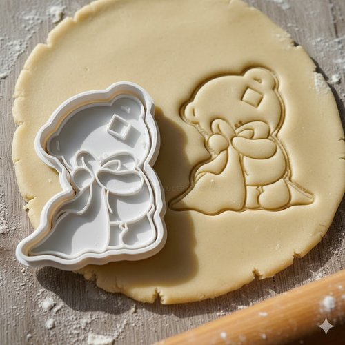 Emporte-piece ourson de noel avec sac de cadeaux - moule biscuit 8cm