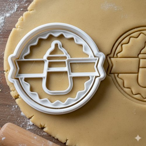 Emporte-piece biberon avec ruban 8 cm - ideal baby shower