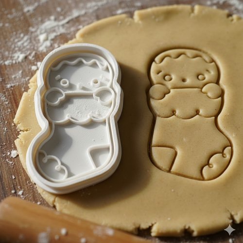 Emporte-pièce chaussette de noël kawaii - moule biscuit 8 cm