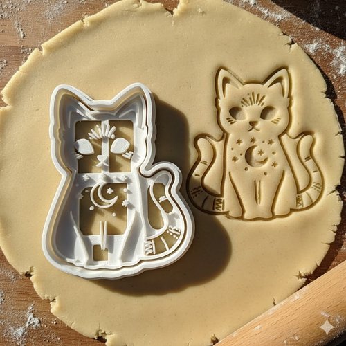 Emporte-piece chat lunaire 8 cm - moule a biscuits artisanal