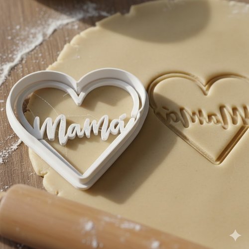 Emporte-piece coeur mama - moule a biscuit artisanal 8 cm