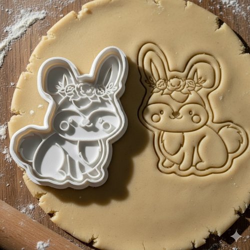 Emporte-pièce lapin à couronne de fleurs - moule à biscuit 8 cm