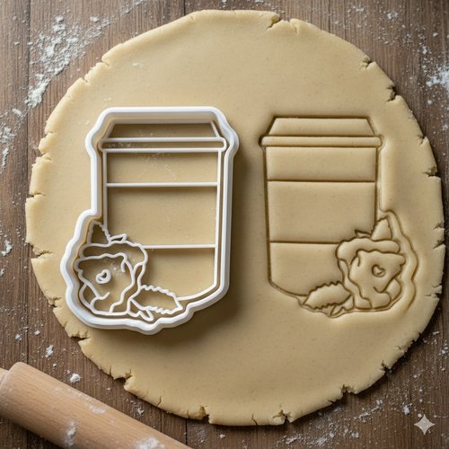 Emporte-pièce café rose 8cm - moule à biscuit artisanal