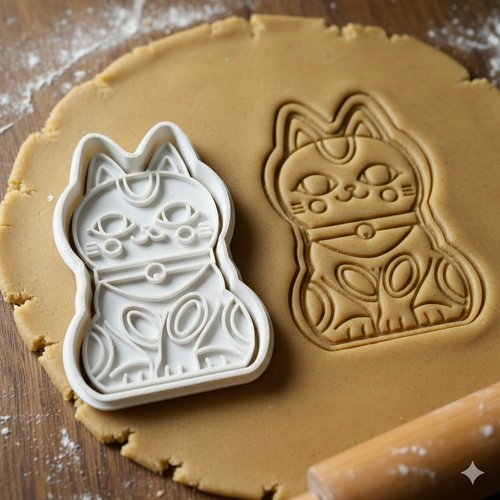 Emporte-piece chat maneki-neko 8 cm - moule biscuit artisanal