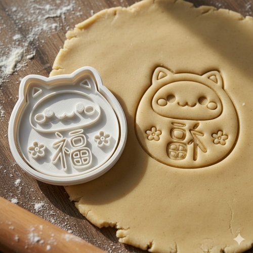 Emporte-piece chat porte-bonheur maneki neko 8cm artisanal