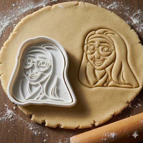 Emporte-piece portrait femme a lunettes 8cm - moule patisserie