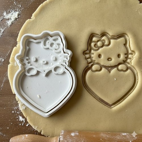 Emporte-piece hello kitty coeur 8cm - moule biscuits artisanal