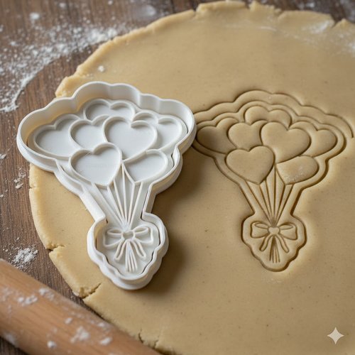 Emporte-piece bouquet de ballons coeur - moule biscuit 8 cm
