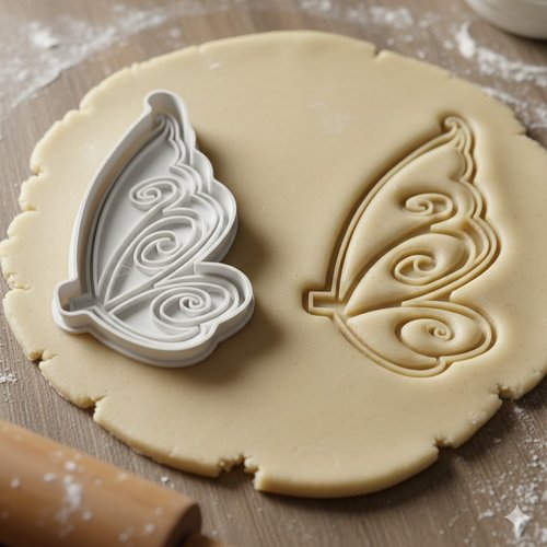 Emporte-pièce aile de papillon volute 8 cm - moule biscuit artisanal