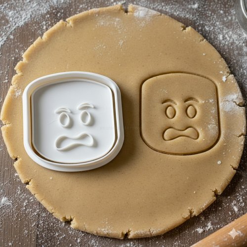 Emporte-pièce visage inquiet 8 cm - moule biscuit artisanal noir