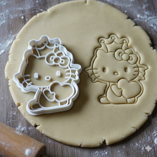 Emporte-piece hello kitty avec couronne - moule biscuit 8 cm