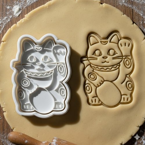 Emporte-piece chat porte-bonheur maneki neko 8cm - moule patisserie