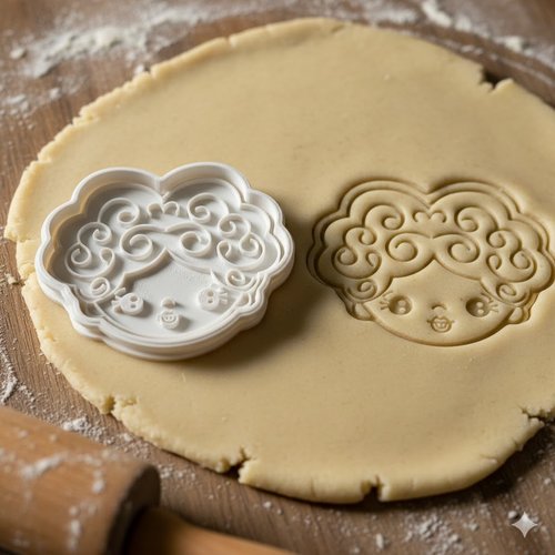 Emporte-piece visage boucle artisanal - moule biscuits 8 cm