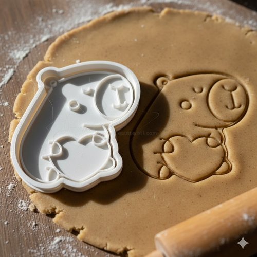 Emporte-piece capybara avec coeur 8 cm - moule biscuit artisanal