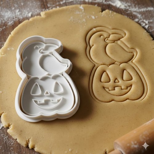 Emporte-piece corbeau et citrouille halloween - moule biscuit 8 cm