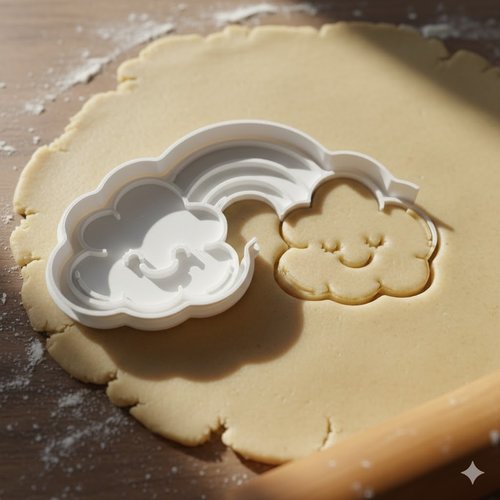 Emporte-piece arc-en-ciel et nuage souriant 8 cm - patisserie maison