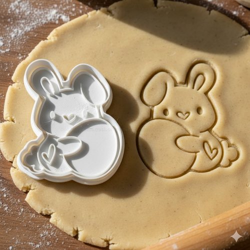 Emporte-piece lapin coeur 8 cm - moule biscuit artisanal
