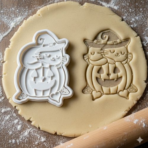 Emporte-piece chat citrouille halloween - moule biscuit 8 cm