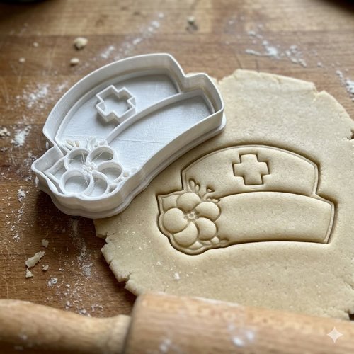 Emporte-pièce infirmière avec fleur pour biscuits et pâte à sucre - 8 cm