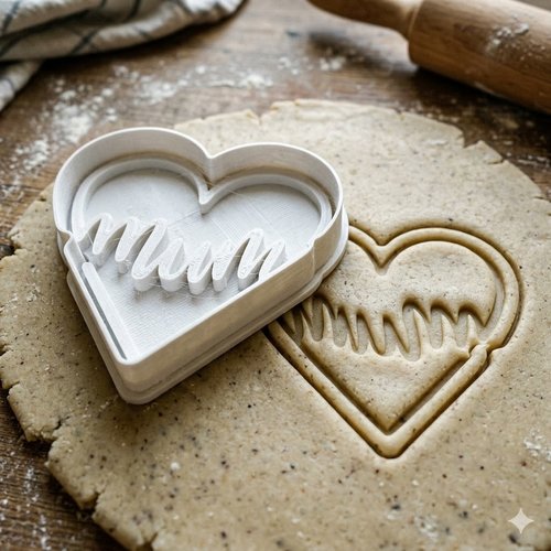 Emporte-pièce mum cœur 8 cm - moule à biscuit fête des mères