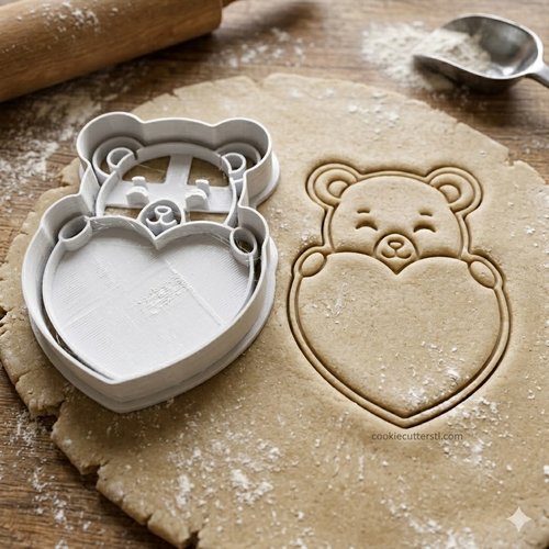 Emporte-pièce ours coeur 8 cm - moule biscuits et pâte à sucre